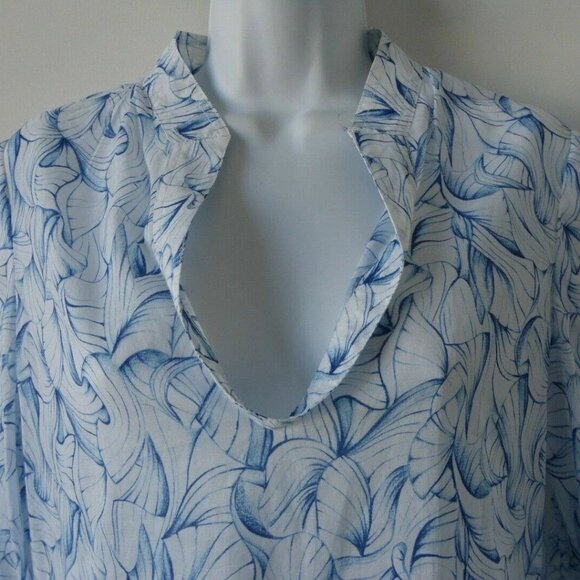 NWT TORY BURCH White Ellora Blue Multi Cotton Stephanie Tunic Blouse Top Small - Picture 3 of 6